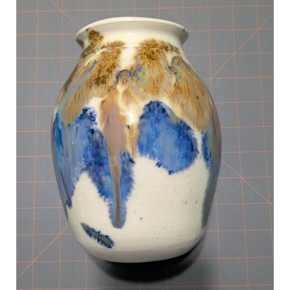 Handcrafted Studio Pottery Vase 7" Tall Drip Glaze Colorful & Unique - Picture 15 of 15